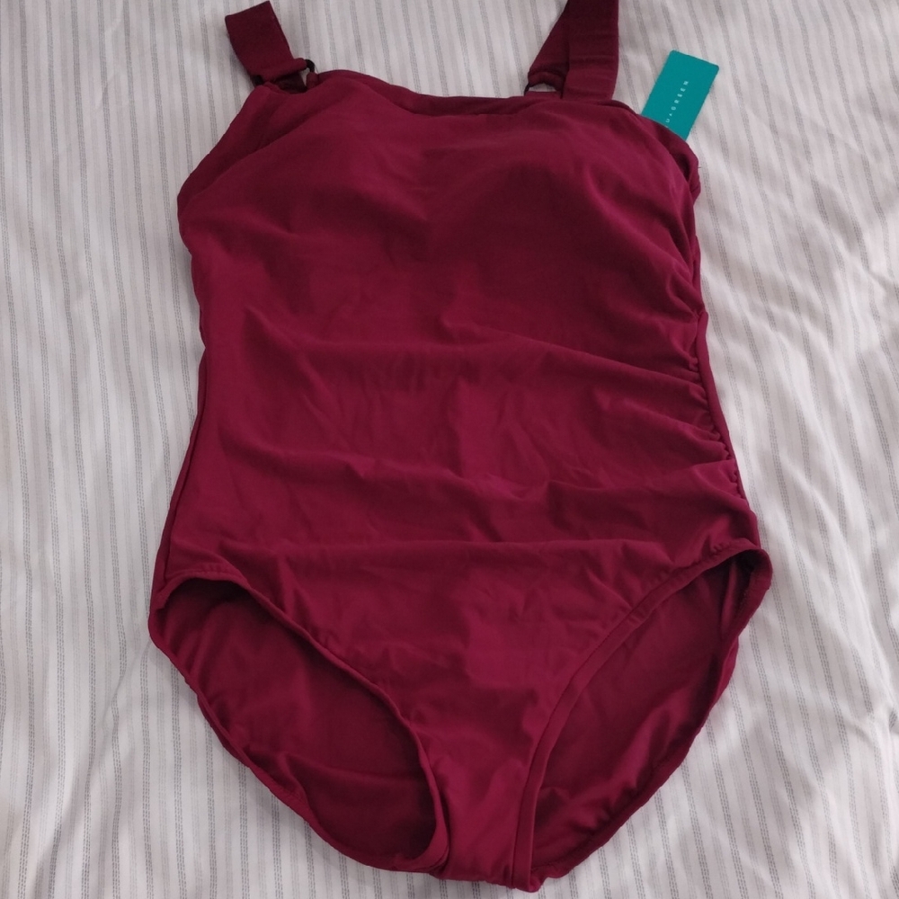 Aqua Green Burgundy Swimwear